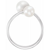 Platinum Cultured White Freshwater Pearl Ring